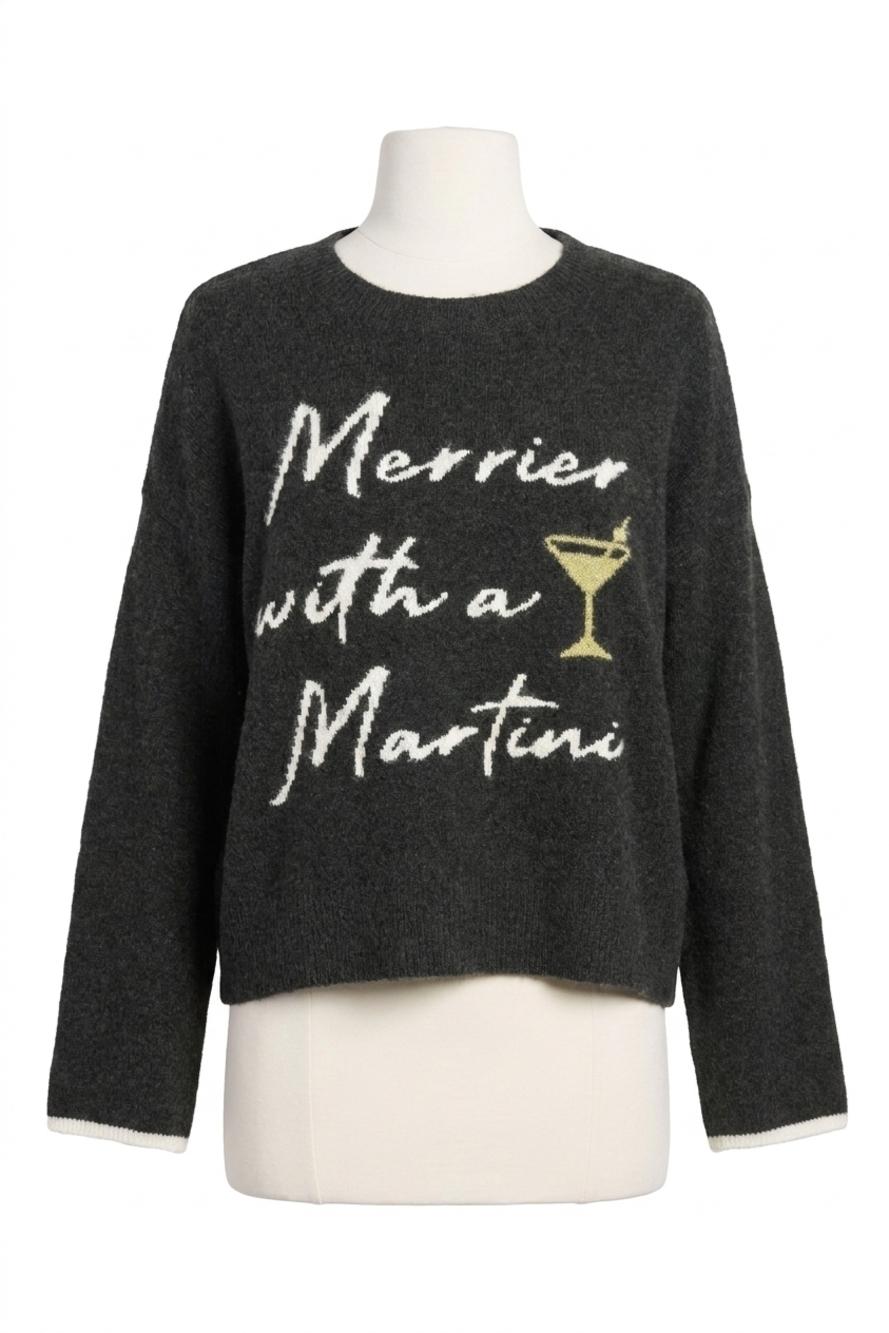 NEW PJ SALVAGE merrier with a martini sweater in black